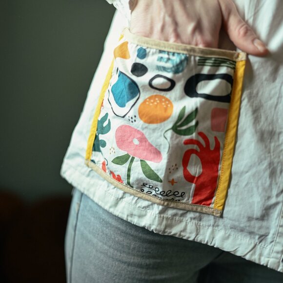 White Collared Button Down Shirt: Embroidery/Upcycled Pockets/Details - Picture 6 of 11